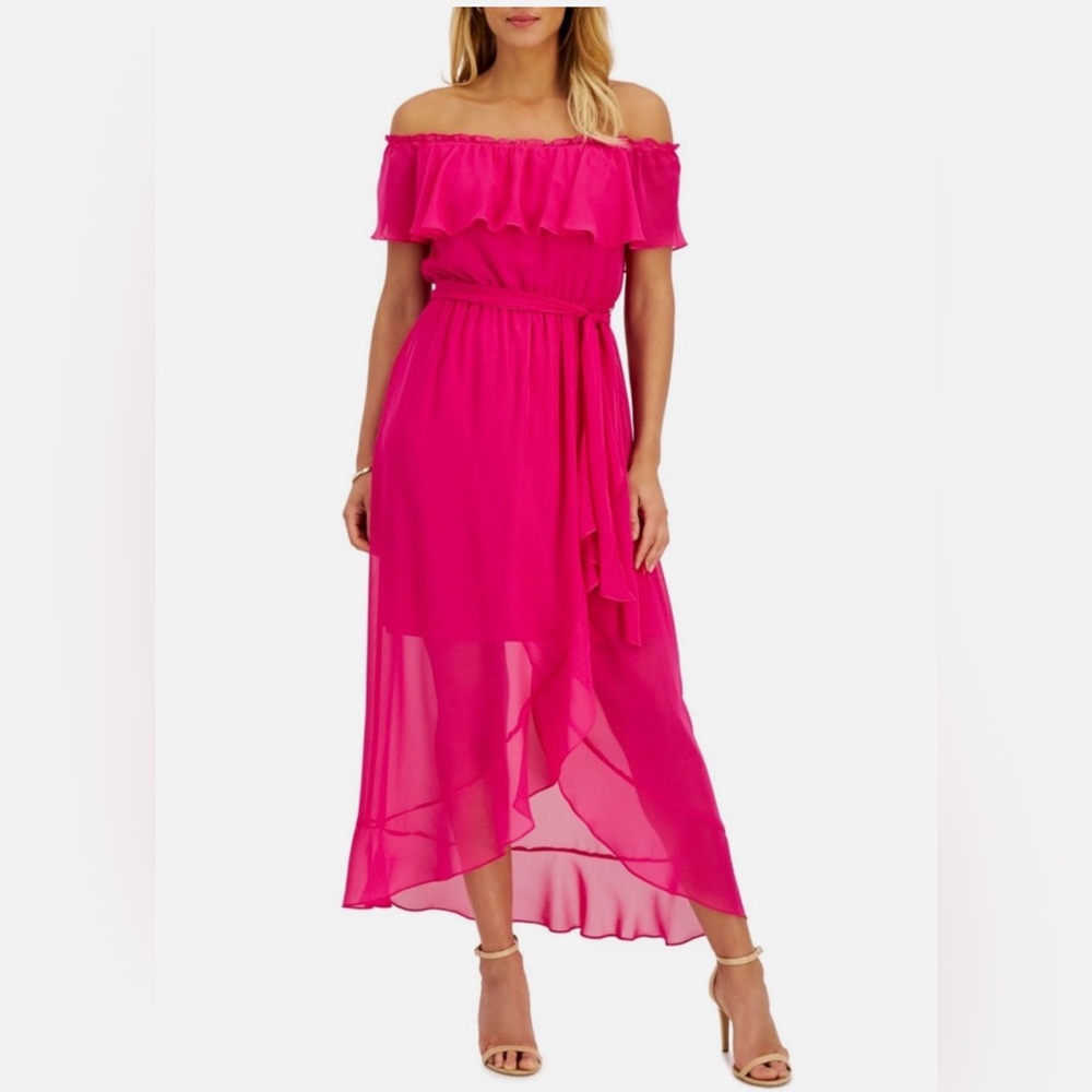 Hot Pink Off the Shoulder SLNY Dress - NWT size 14